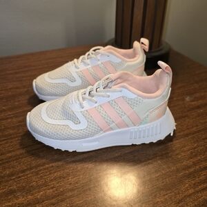 Adidas Toddler White and Light Pink Sneakers
